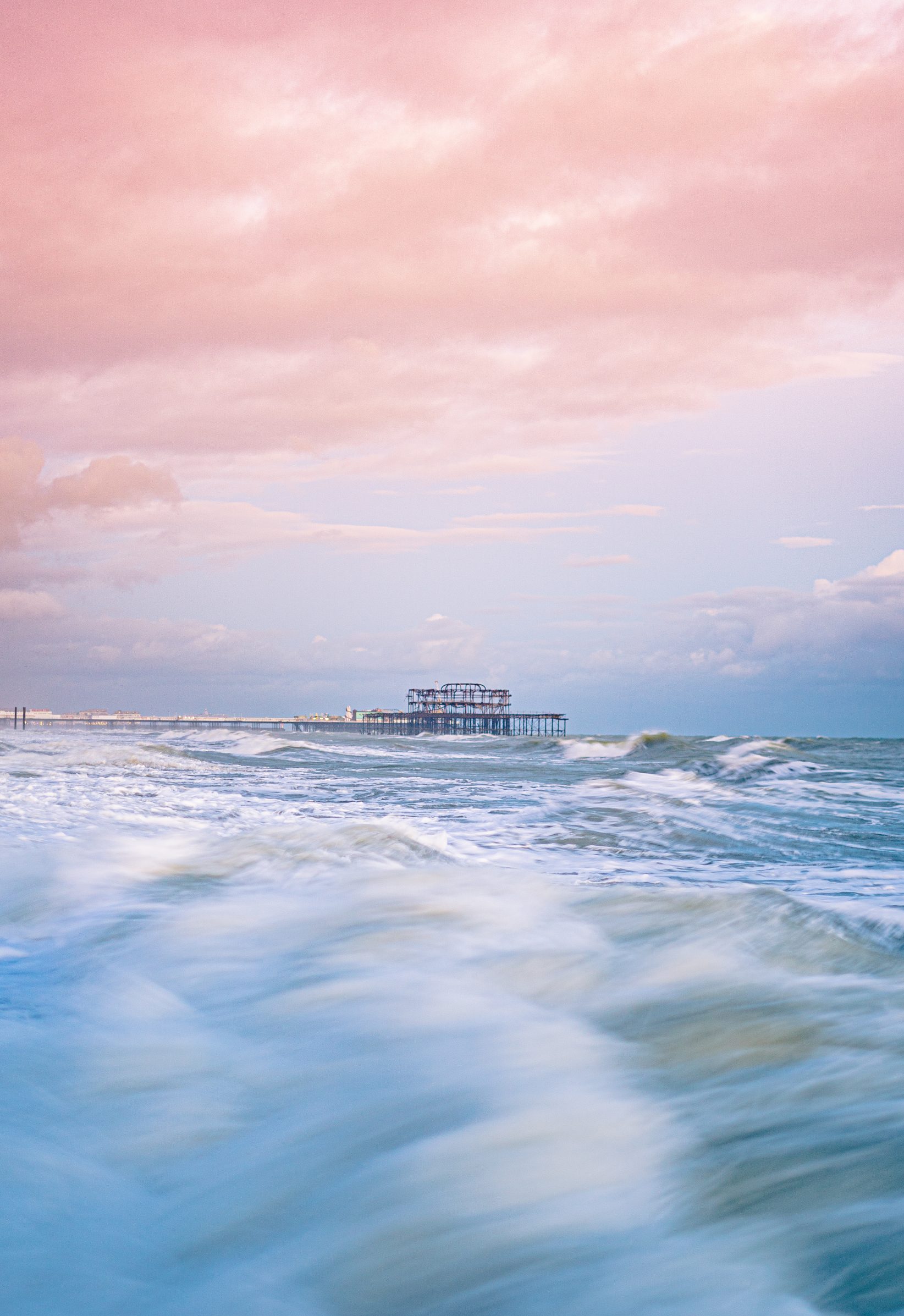 Brighton Pier Under a Pink Sky